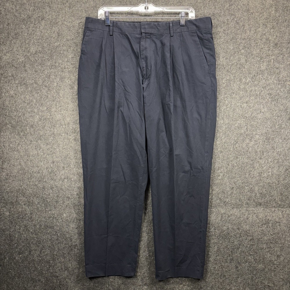 Dries Van Noten Trousers Pants Mens 36x28 Blue Cotton Pleated Luxury Designer